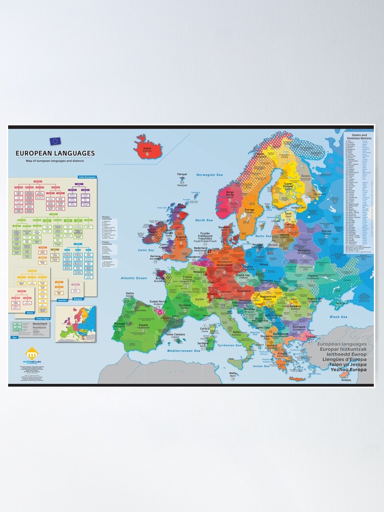 Poster ''"European languages" : Carte des langues d'Europe (en anglais)' : autre vue