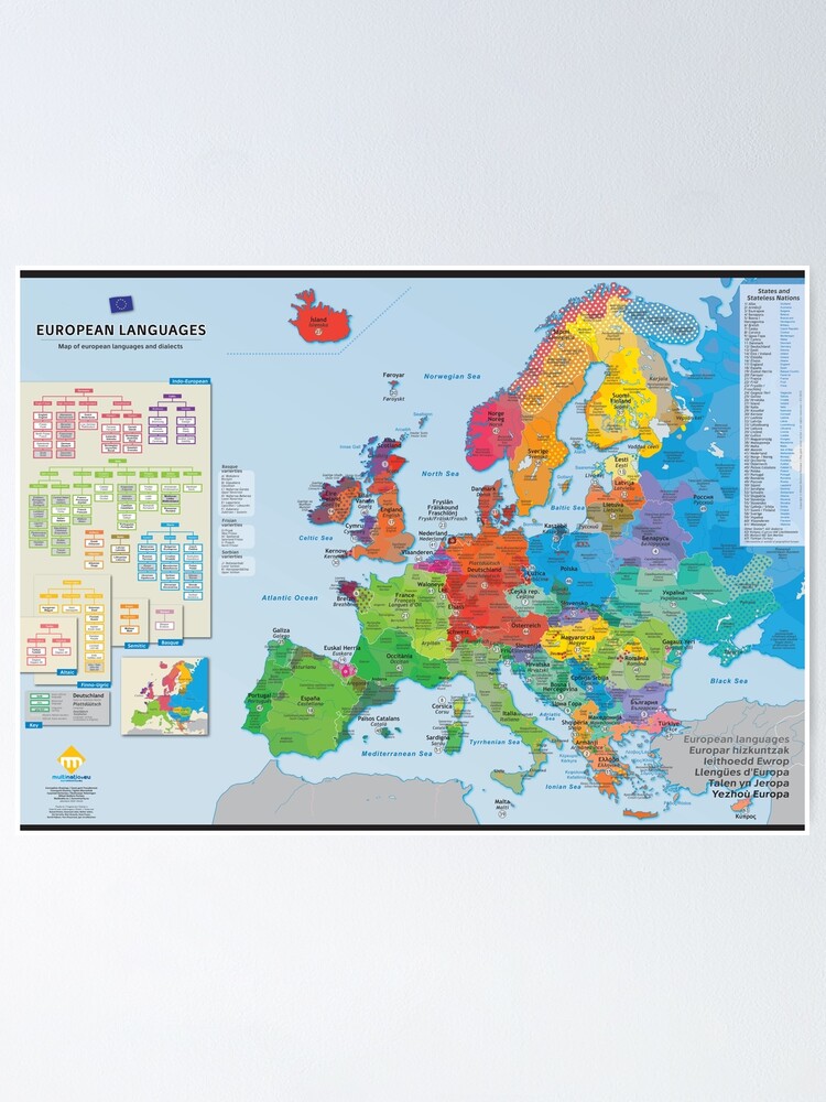 Poster '"European languages" : Carte des langues d'Europe (en anglais)' : autre vue