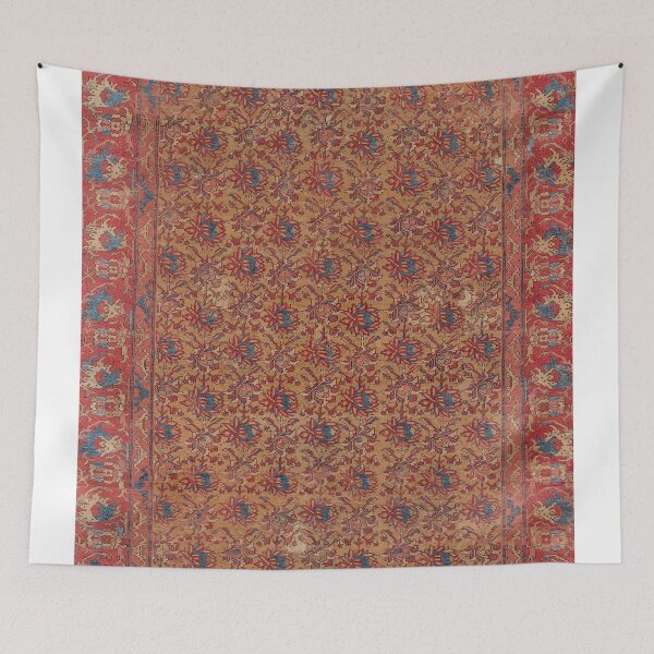 Item preview, Mustard Floral Vine I // 17th Century Distressed Red Yellow Blue Colorful Ornate Accent Rug Pattern designed and sold by vintagepatterns.
