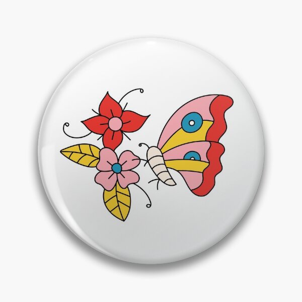 Item preview, Colorblock Butterfly w/ Flowers Illustration designed and sold by Ginial.