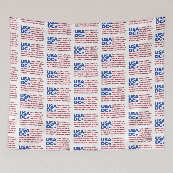 Item preview, American Flag With All 50 States Abbreviations and Washington DC designed and sold by BunnyPrinceDegn.