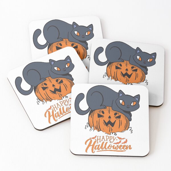 Item preview, cat on a pumpkin Halloween designed and sold by kajornjakkawan.
