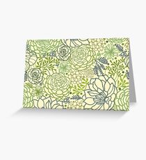 Succulent garden line art pattern Greeting Card