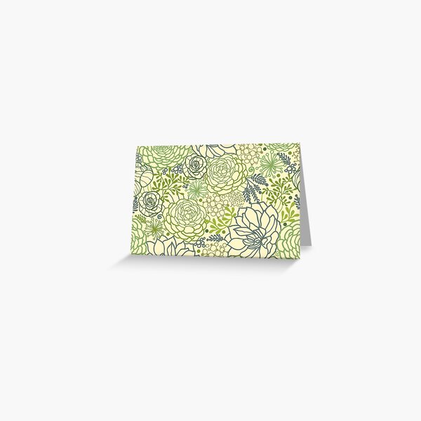Succulent garden line art pattern Greeting Card