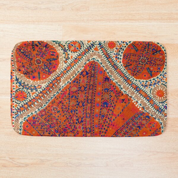 Item preview, Orange Wildflower Sunshine III // 18th Century Colorful Rusty Red Bright Blue Metallic Happy Pattern designed and sold by vintagepatterns.