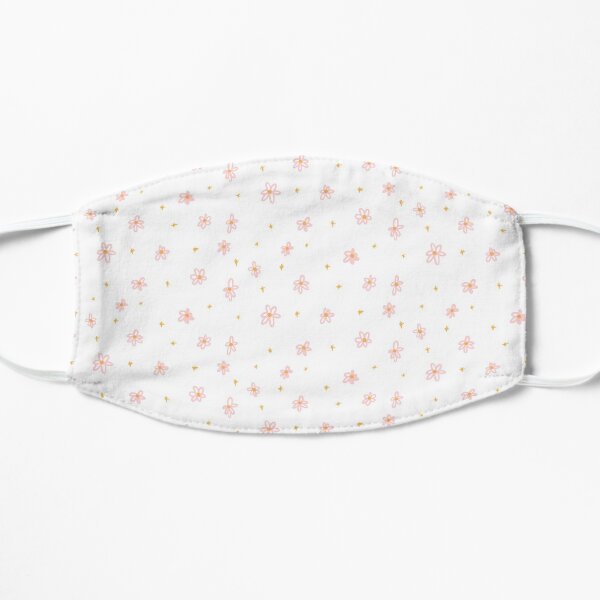 pink and yellow daisy doodles Flat Mask