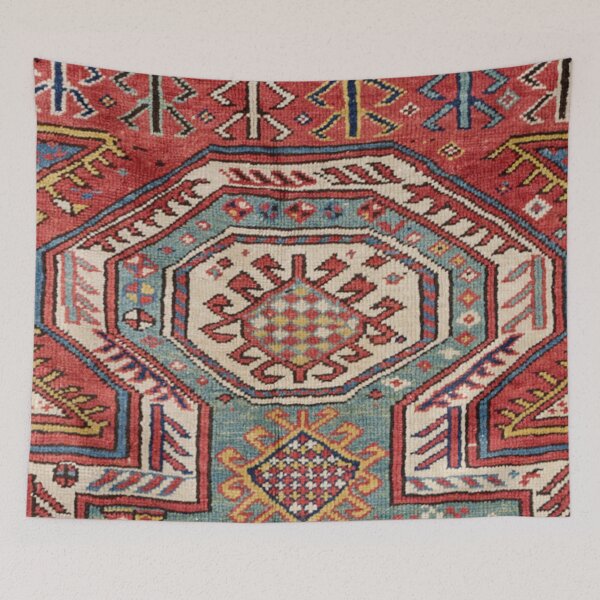Item preview, Orduch Medallion II // 19th Century Colorful Bright Baby Blue Diamond Blossom Ornate Accent Pattern designed and sold by vintagepatterns.