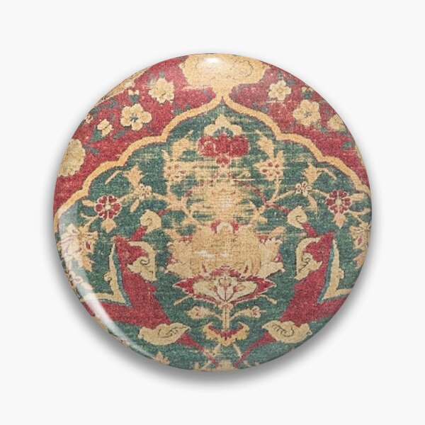 Item preview, Peonies Kashan II // 16th Century Distressed Colorful Red Tan Light Blue Ornate Accent Rug Pattern designed and sold by vintagepatterns.