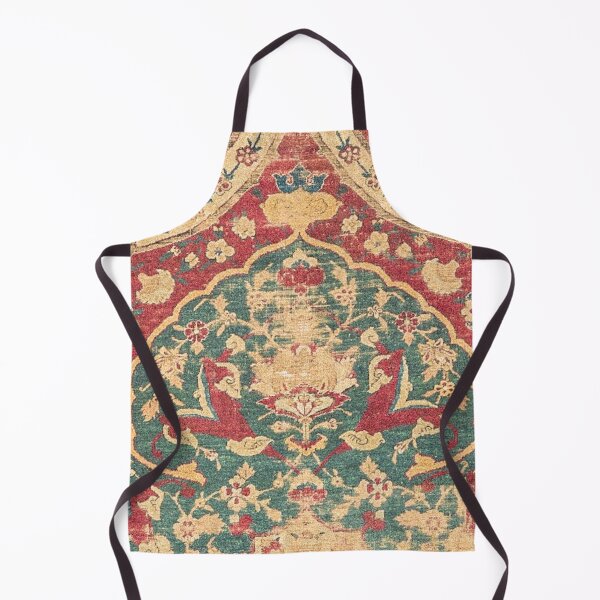 Item preview, Peonies Kashan II // 16th Century Distressed Colorful Red Tan Light Blue Ornate Accent Rug Pattern designed and sold by vintagepatterns.