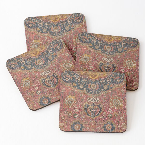 Item preview, Persian Medallion Rug I // 16th Century Distressed Red Green Blue Flowery Colorful Ornate Pattern designed and sold by vintagepatterns.