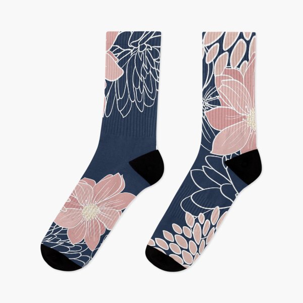 Item preview, Floral Prints and Line Art, Pink and Navy Blue designed and sold by meggydesigns.