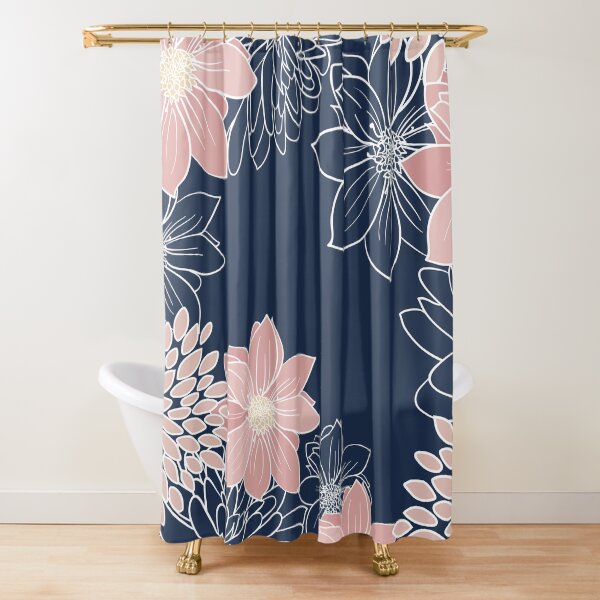 Aperçu de l'œuvre Floral Prints and Line Art, Pink and Navy Blue créée et vendue par meggydesigns.