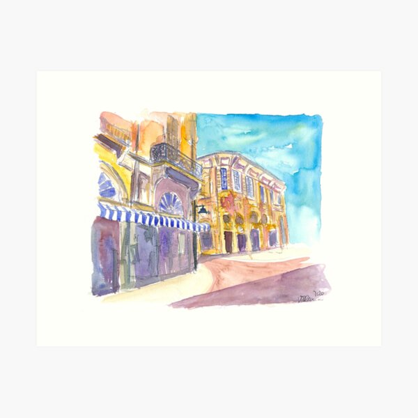 Limassol Cyprus Street Scene in Afternoon Sun Art Print