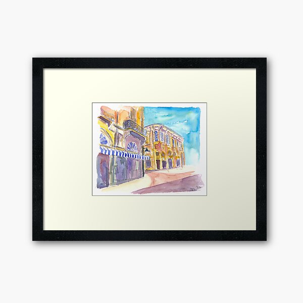 Limassol Cyprus Street Scene in Afternoon Sun Framed Art Print