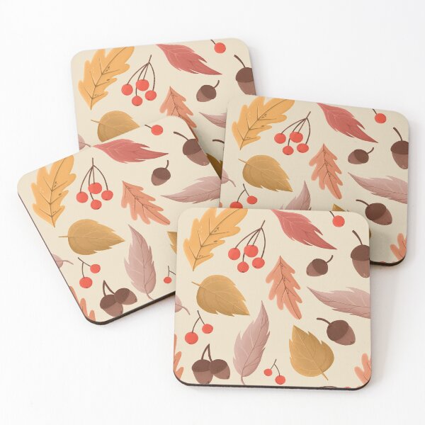 Item preview, Autumn pattern with red leafs and acorns  designed and sold by KrollQueen.