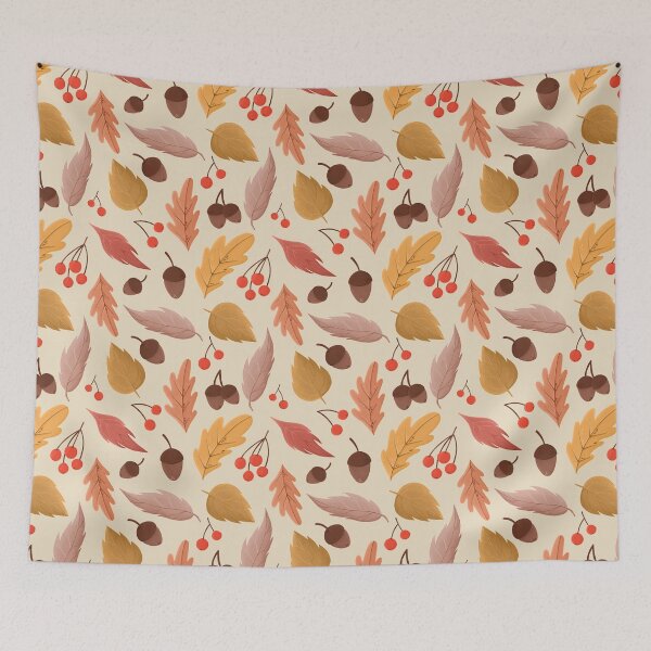 Item preview, Autumn pattern with red leafs and acorns  designed and sold by KrollQueen.