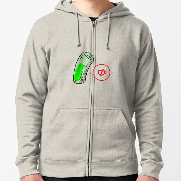 Low Energy - Tired Battery Design Zipped Hoodie