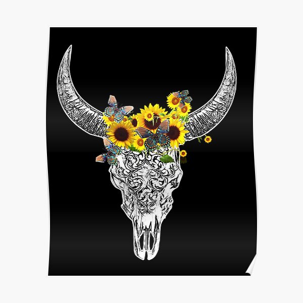 Art & Collectibles Digital Prints Cow Skull Wall Art Print Spooky