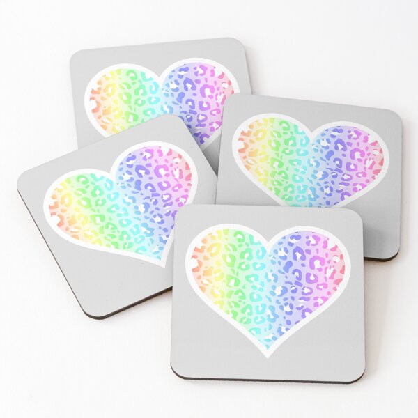 Item preview, Pastel Rainbow and White Leopard Print Heart designed and sold by Bumblefuzzies.