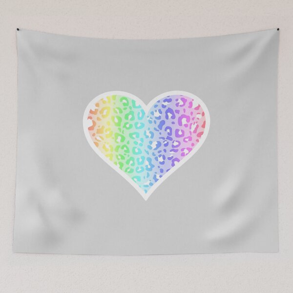 Item preview, Pastel Rainbow and White Leopard Print Heart designed and sold by Bumblefuzzies.