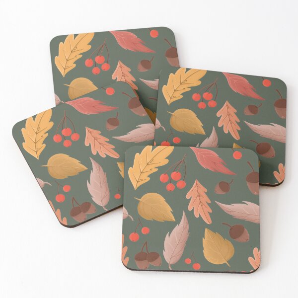 Item preview, Autumn pattern with red leafs and acorns  designed and sold by KrollQueen.