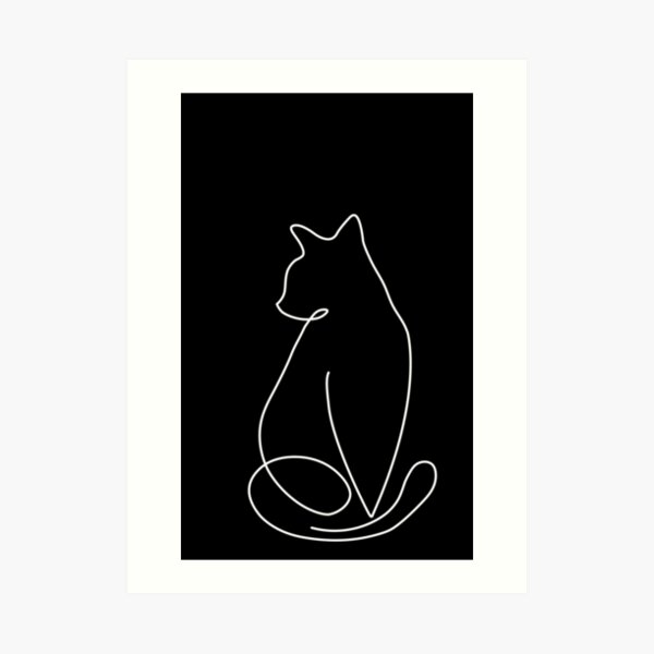 Impression Artistique Dessin Au Trait Chat Dessin Au Trait Chat Minimaliste Par Dzsergio Redbubble