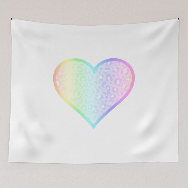 Item preview, Ultra Pastel Rainbow and White Leopard Print Heart designed and sold by Bumblefuzzies.