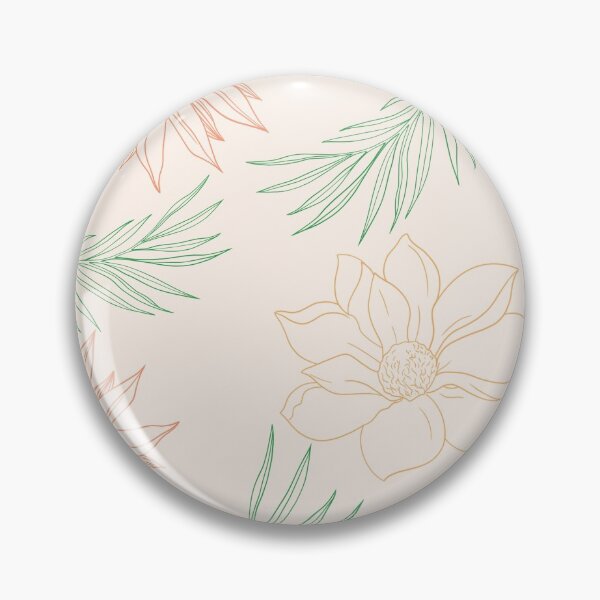 Item preview, floral outline pattern, coral, peach and green details  designed and sold by robinverheul.