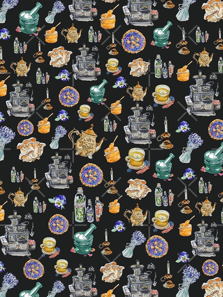 Kitchen Witch Clothing with Dark Grey Background for Homemade Magic by WitchofWhimsy
