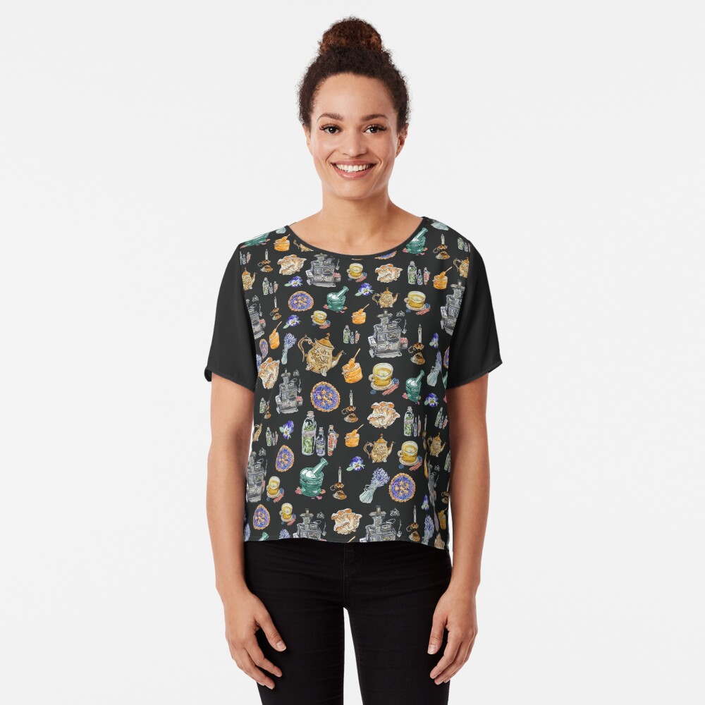 Kitchen Witch Clothing with Dark Grey Background for Homemade Magic Chiffon Top