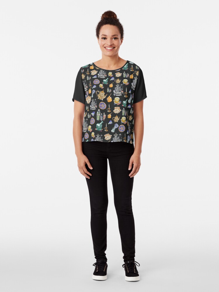 Alternate view of Kitchen Witch Clothing with Dark Grey Background for Homemade Magic Chiffon Top