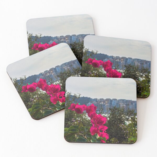 Item preview, Bougainvillea with town in the background designed and sold by lena-maximova.