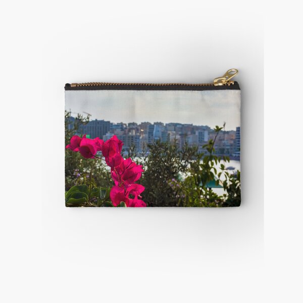 Item preview, Bougainvillea with town in the background designed and sold by lena-maximova.