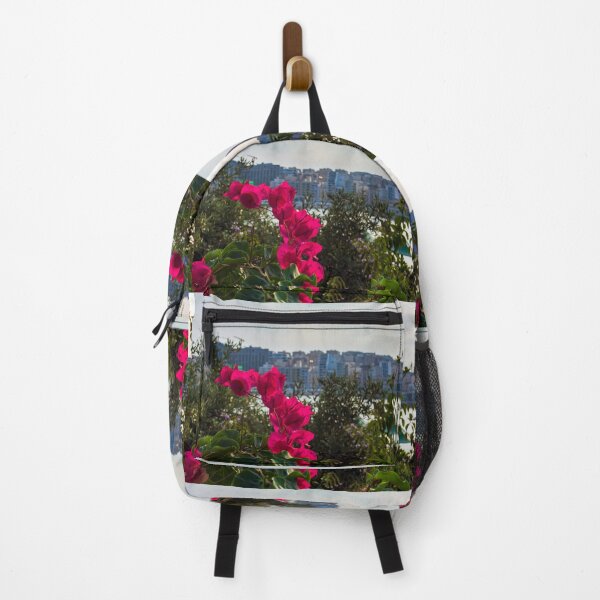 Item preview, Bougainvillea with town in the background designed and sold by lena-maximova.