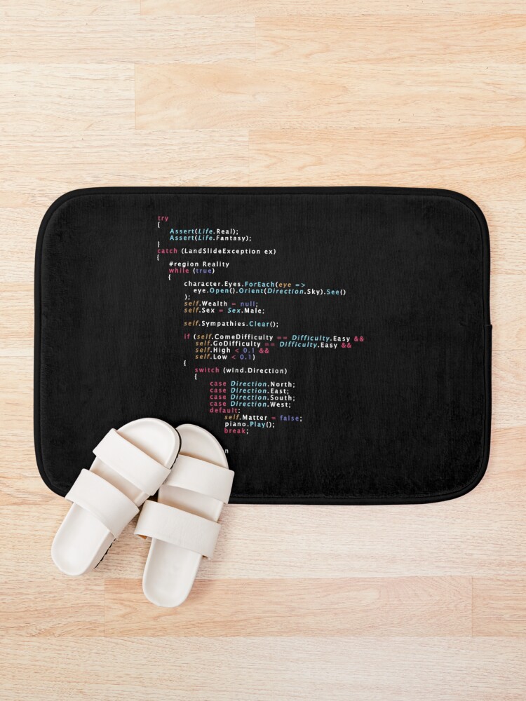 Thumbnail 1 of 6, Bath Mat, Is This The Real Life Coding Programming Color designed and sold by ElkeD.