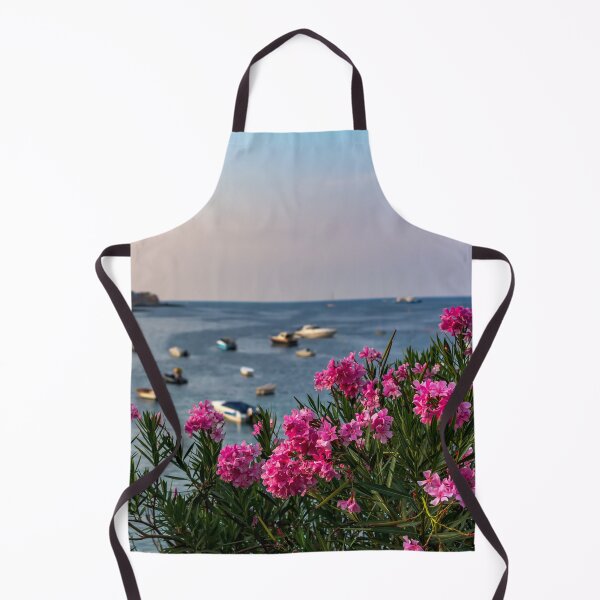 Item preview, Pink Nerium oleander flowers with Malta Bay in the background designed and sold by lena-maximova.