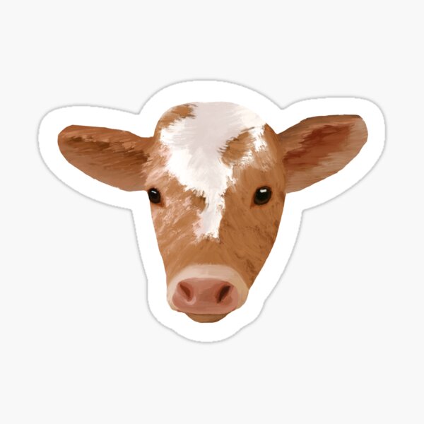 Painted Cute Cow Face Sticker