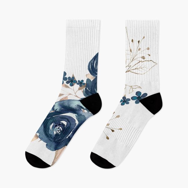 Item preview, Navy Blue Floral Art, Watercolor Roses designed and sold by PinkLotusArt.