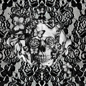Victorian gothic lace skull pattern Tote Bag by Kristy Patterson Design