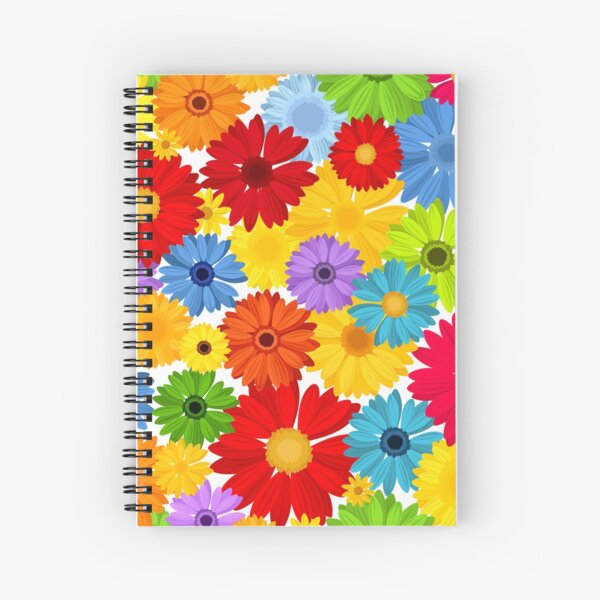 Floral pattern with bright colorful gerbera flowers. Spiral Notebook
