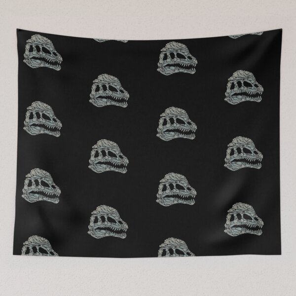 Item preview, Floral Dinosaur Skull - Dilophosaurus On Black designed and sold by tanimator.