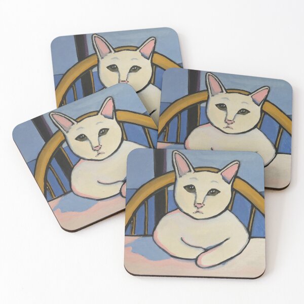 Item preview, Cartoon Cat at Table designed and sold by emilypahpaints.
