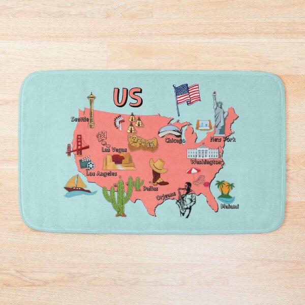 Item preview, USA Landmarks Map US map with national symbols and landmarks of United states America  designed and sold by mashmosh.