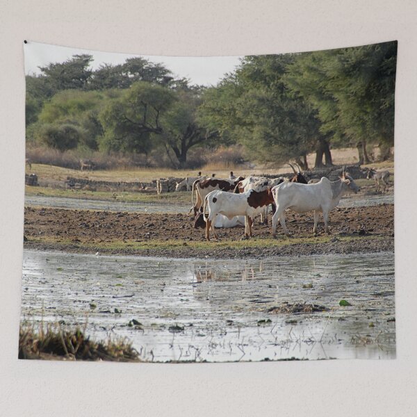 Item preview, Cattle Grazing Pasture Riverbank Woods, Landscape, Africa designed and sold by worldways.