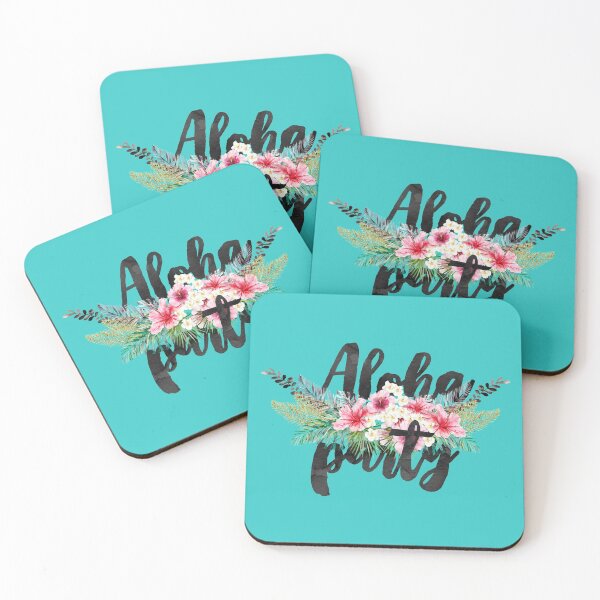 Artikelvorschau, Aloha Party Floral auf blauem Hintergrund entworfen und verkauft von Textography1.