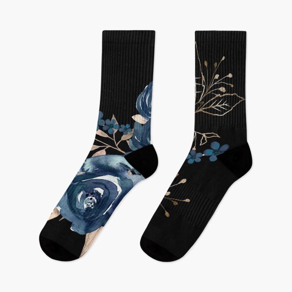 Item preview, Navy Blue Floral Art, Watercolor Roses designed and sold by PinkLotusArt.