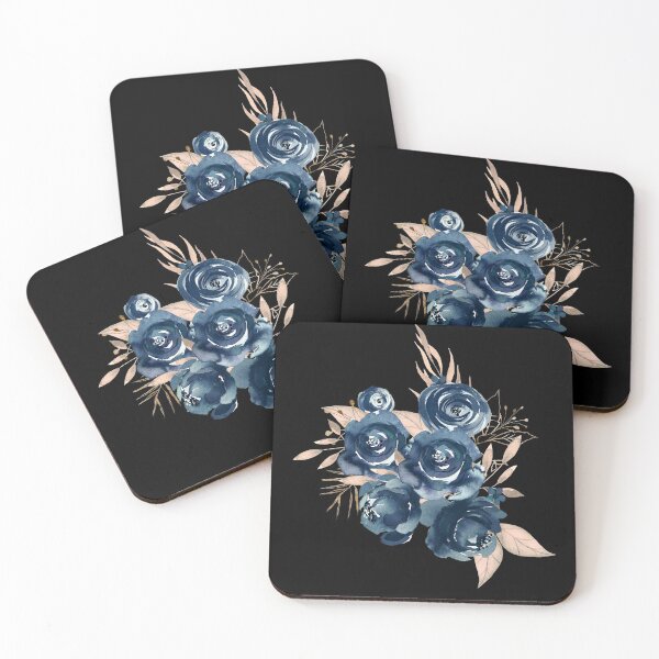 Item preview, Navy Blue Floral Art, Watercolor Roses designed and sold by PinkLotusArt.