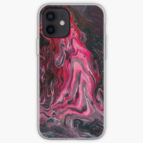 Day on Bald Mountain (Black and Red Acrylic Pour) iPhone Soft Case