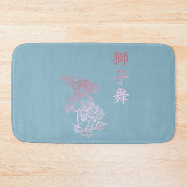 Item preview, Pink gradient Japanese Karajishi on grayish cerulean designed and sold by Blacklinesw9.