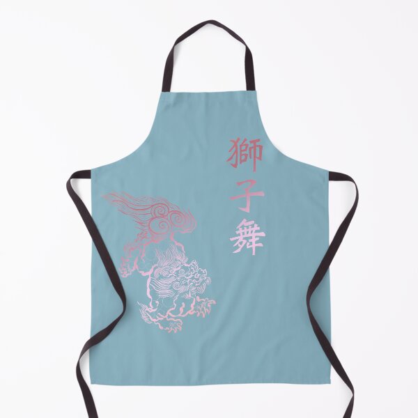 Item preview, Pink gradient Japanese Karajishi on grayish cerulean designed and sold by Blacklinesw9.